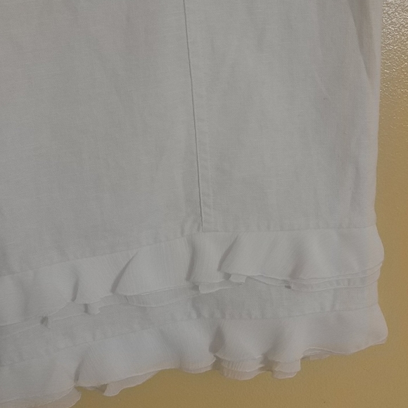 😎2 for $17😎 SILKLAND White Linen/Cotton Lined Skirt 6 - Picture 3 of 4
